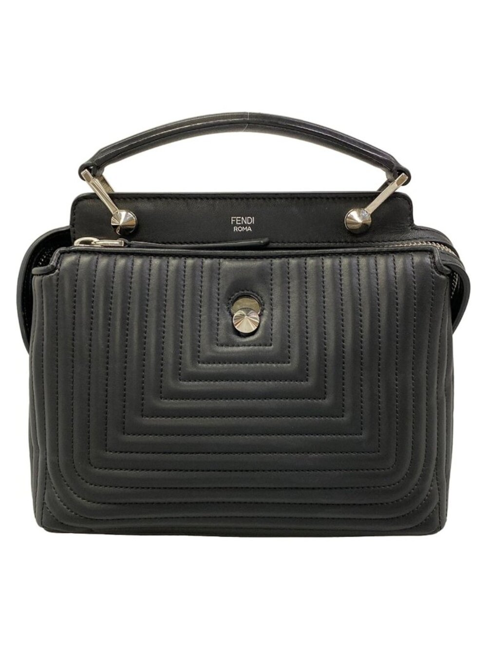 Fendi Handbag Small Dot Com Click Black Leather